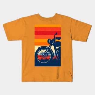 Motorcycle 1970’s Graphic Design Kids T-Shirt